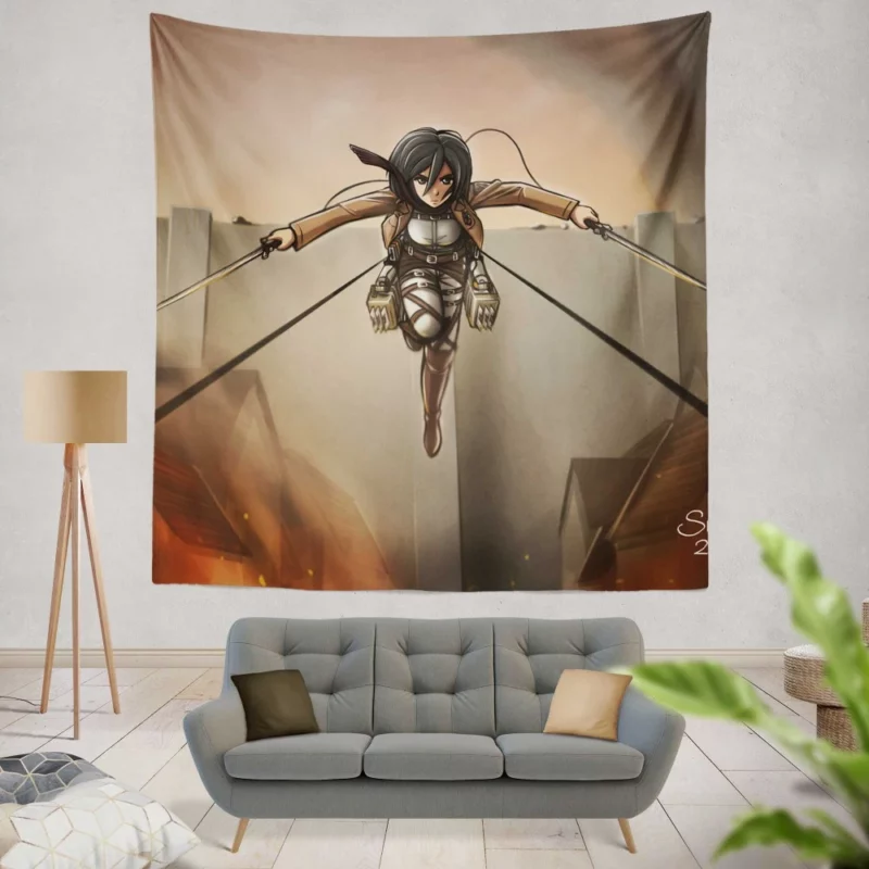 Mikasa Ackerman Anime Series Wall Tapestry