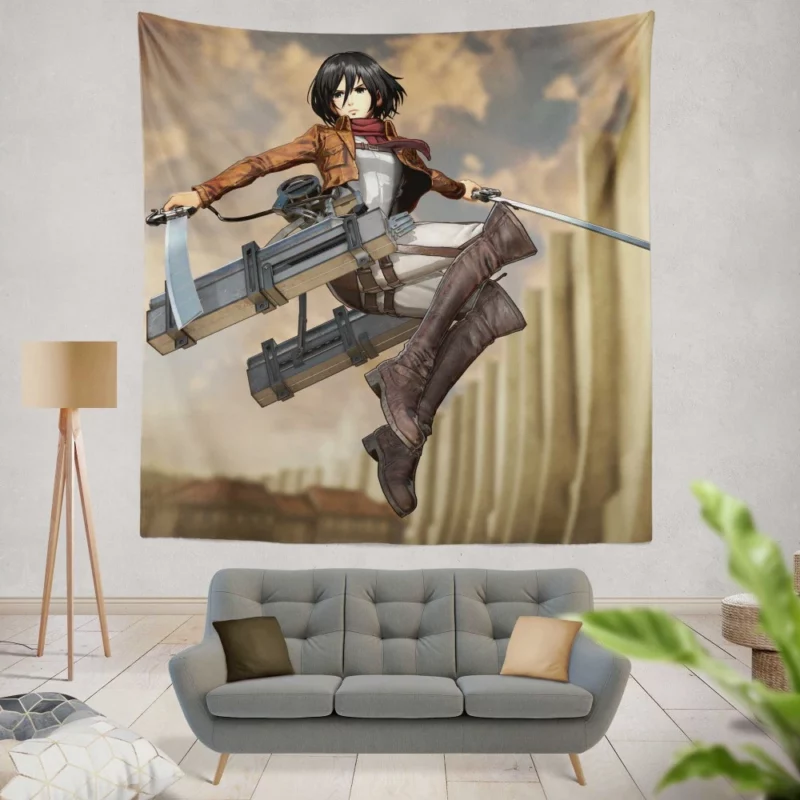 Mikasa Ackerman Cutting Edge Anime Wall Tapestry