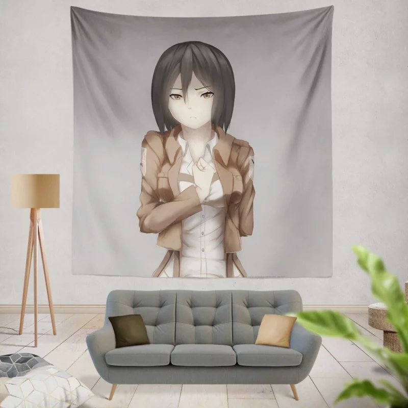 Mikasa Ackerman Deadly Precision Anime Wall Tapestry