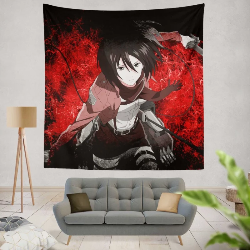 Mikasa Ackerman Eternal Protector Anime Wall Tapestry