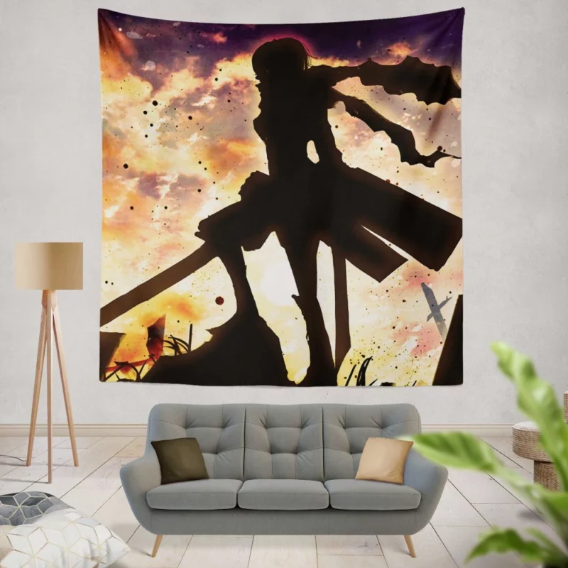 Mikasa Ackerman Fearless Guardian Anime Wall Tapestry