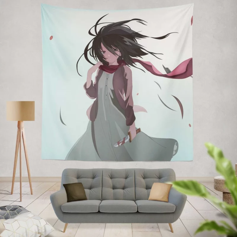 Mikasa Ackerman Fearless Warrior Anime Wall Tapestry