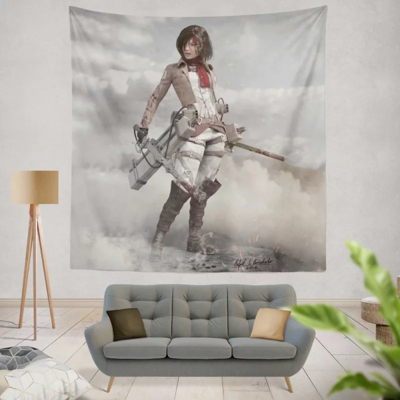 Mikasa Ackerman Heart of Valor Anime Wall Tapestry