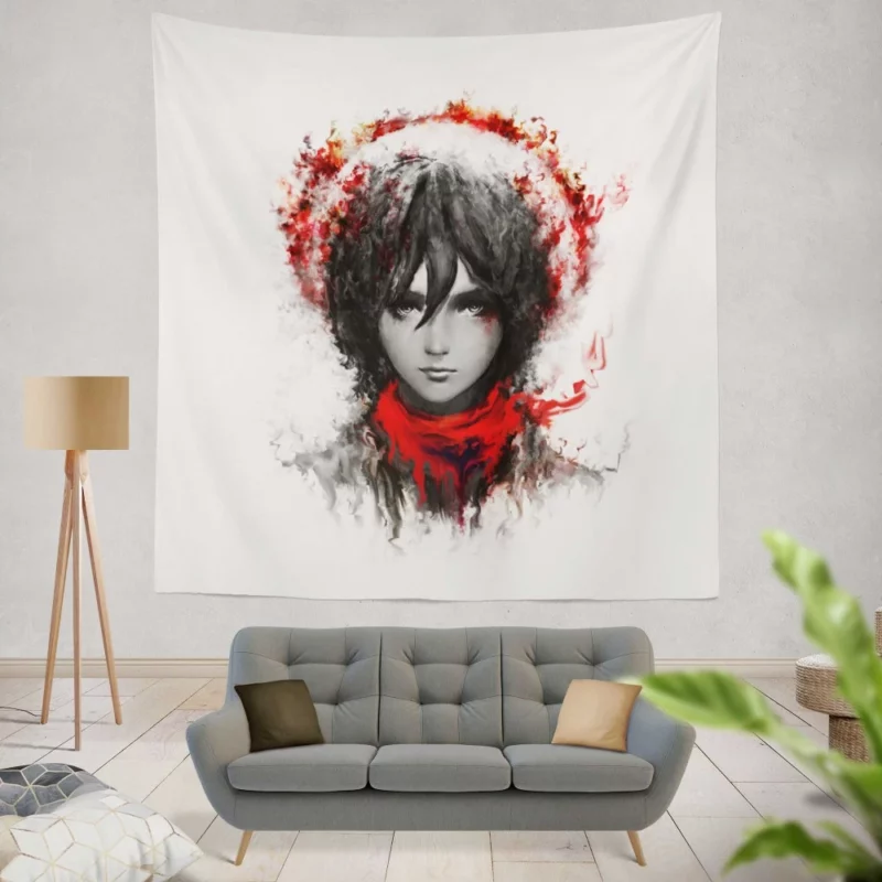 Mikasa Ackerman Rise of Power Anime Wall Tapestry