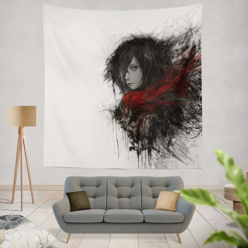 Mikasa Ackerman Shingeki Power Anime Wall Tapestry