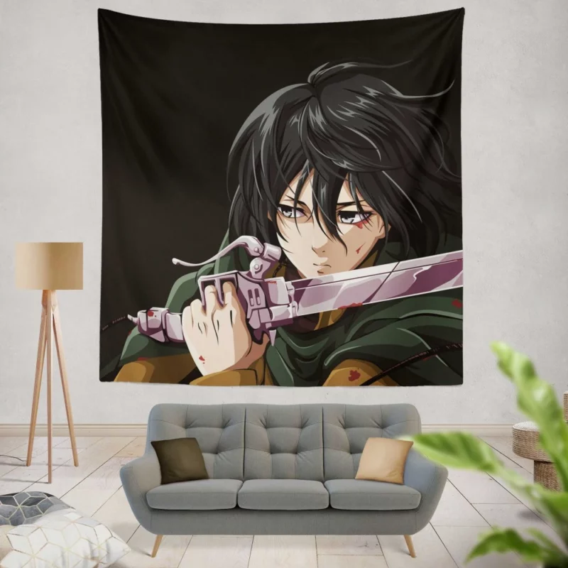 Mikasa Ackerman Shingeki Warrior Anime Wall Tapestry