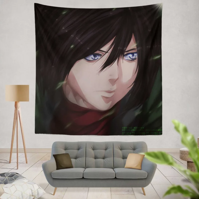 Mikasa Ackerman Steadfast Soldier Anime Wall Tapestry