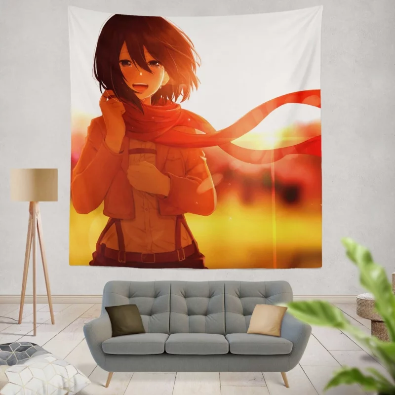 Mikasa Ackerman Steel Resolve Anime Wall Tapestry