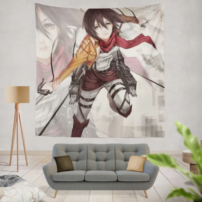 Mikasa Ackerman Strength and Heart Anime Wall Tapestry