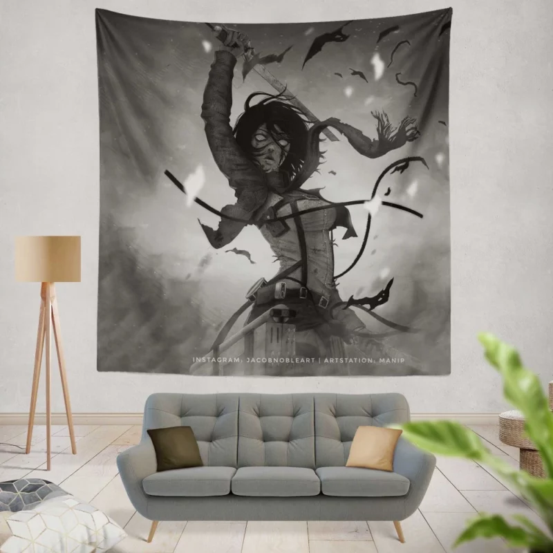 Mikasa Ackerman Titan Bane Anime Wall Tapestry