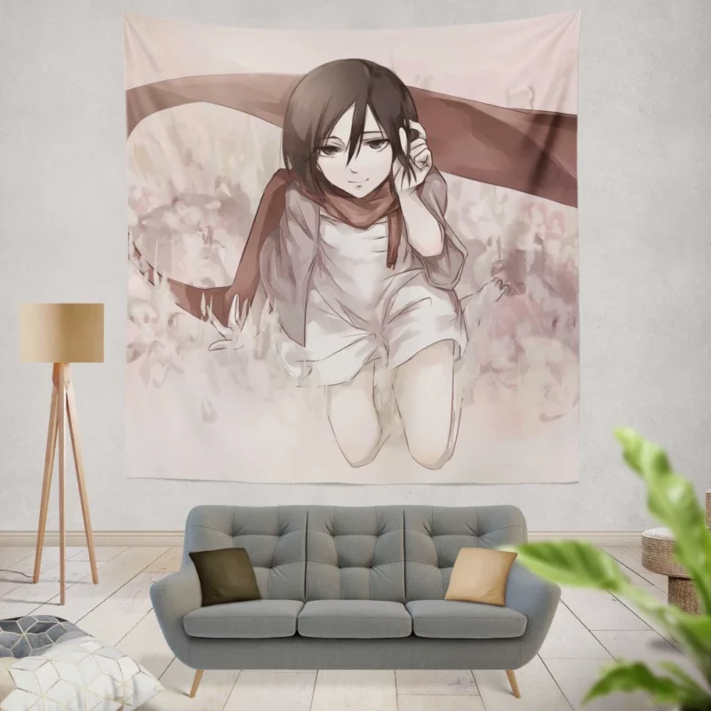 Mikasa Ackerman Unyielding Spirit Anime Wall Tapestry