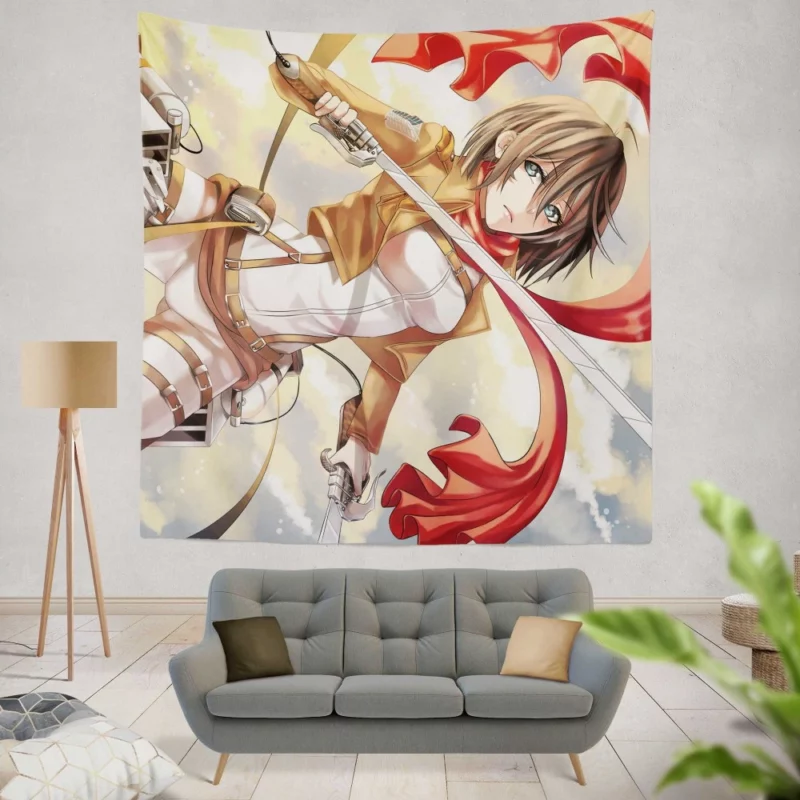 Mikasa Ackerman Unyielding Strength Anime Wall Tapestry