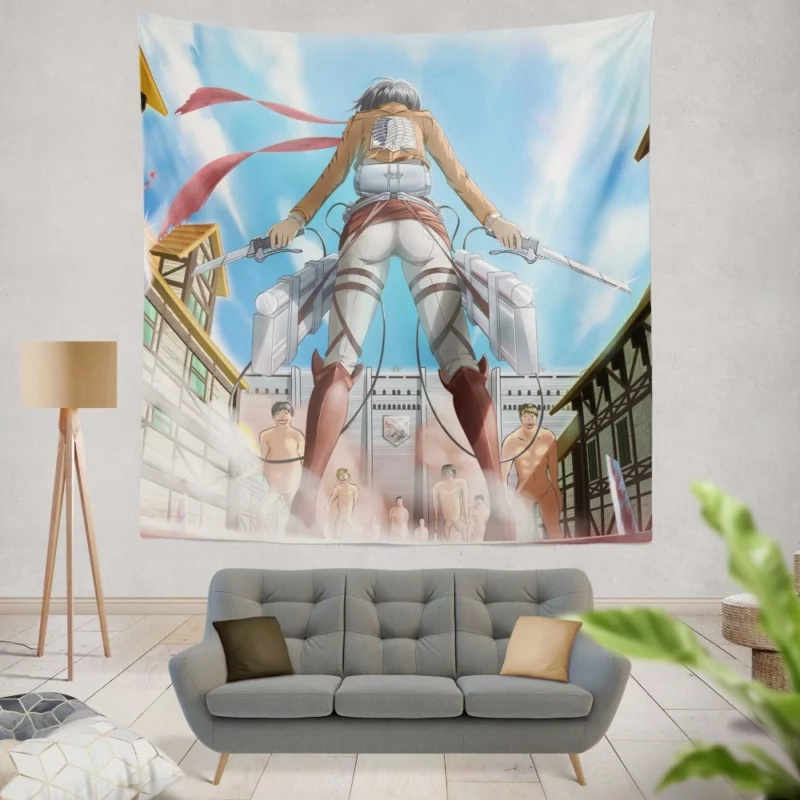 Mikasa Ackerman Warrior Resolve Anime Wall Tapestry