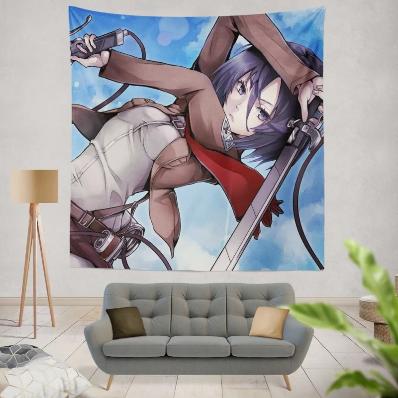 Mikasa Ackerman Will of Steel Anime Wall Tapestry