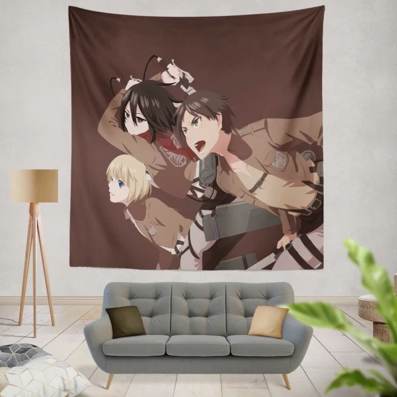 Mikasa Armin Eren Alliance Unveiled Anime Wall Tapestry