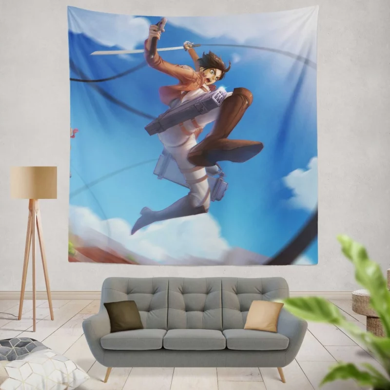 Mikasa and Eren Bonds Unbroken Anime Wall Tapestry