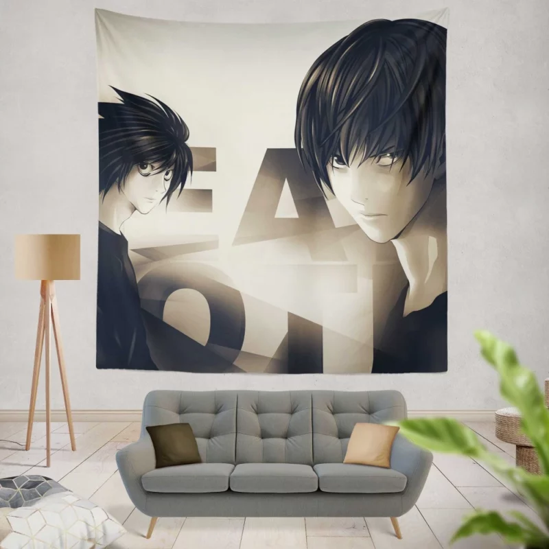 Mind Games Light vs L Anime Wall Tapestry