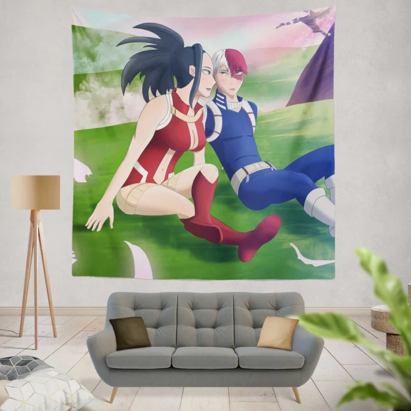 Momo and Shoto Heroic Pair Anime Wall Tapestry