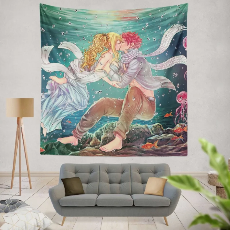 NaLu Journey in Fairy Tail Anime Wall Tapestry