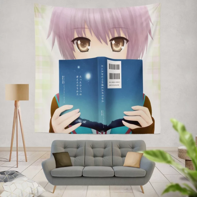 Nagato Yuki Enigmatic Presence Anime Wall Tapestry