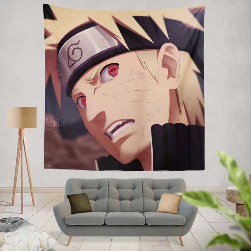 Naruto Uzumaki Red-Eyed Blond Hero Anime Wall Tapestry