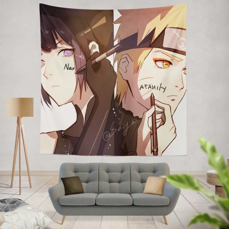 Naruto and Hinata Love Journey Anime Wall Tapestry
