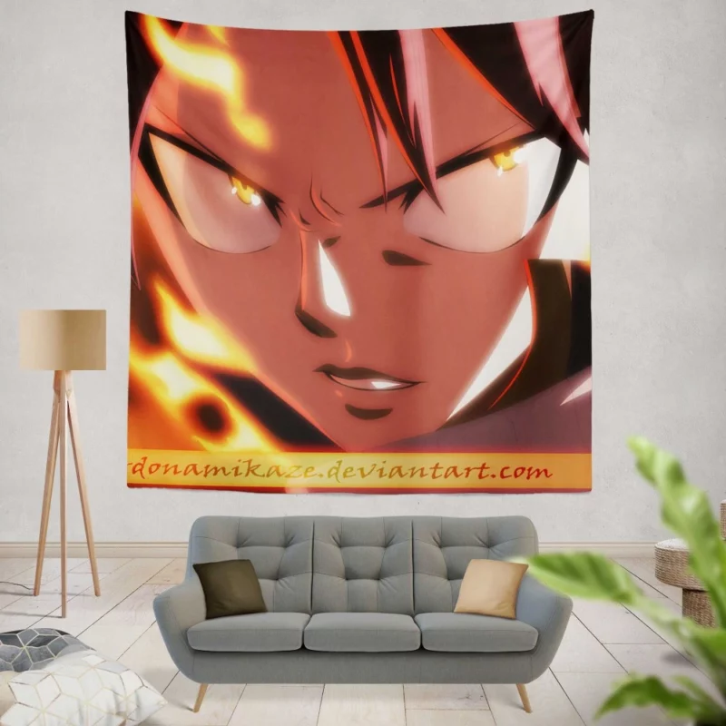 Natsu Dragneel Fiery Quest Anime Wall Tapestry