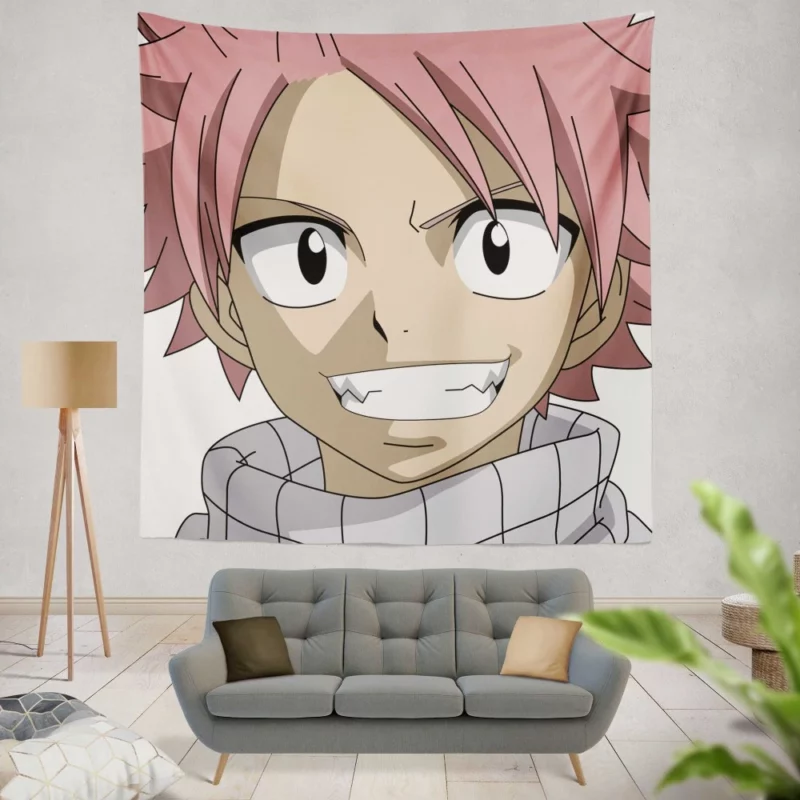 Natsu Dragneel Flaming Quest Anime Wall Tapestry