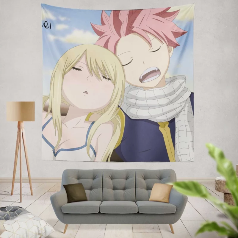 Natsu and Lucy Unbreakable Bond Anime Wall Tapestry