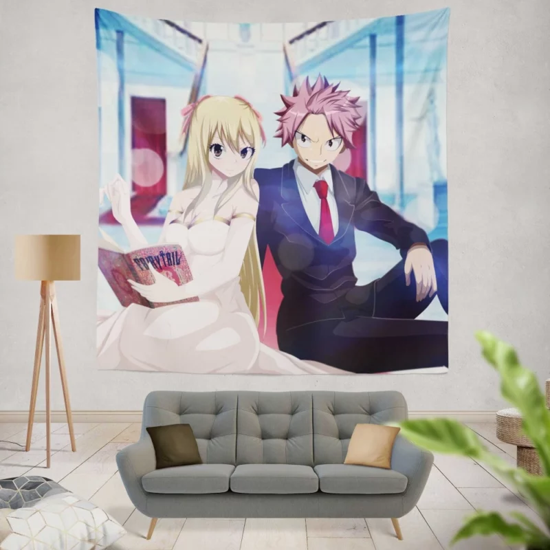 Natsu and Lucy Unbreakable Team Anime Wall Tapestry