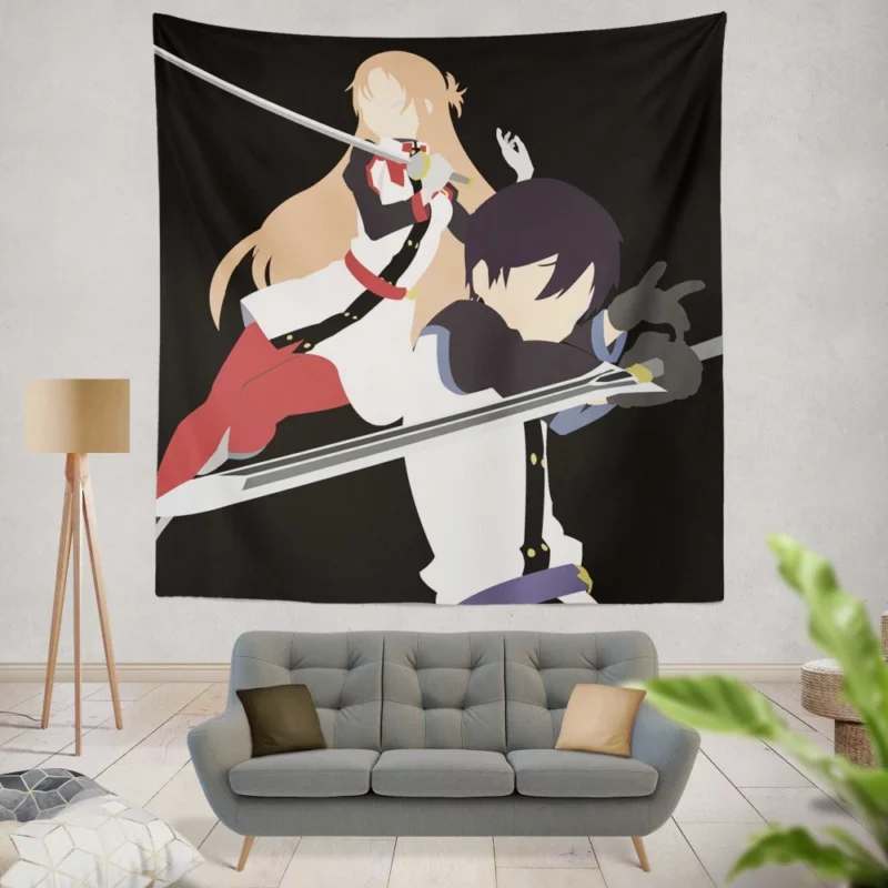 Ordinal Scale Kirito Asuna and Adventure Anime Wall Tapestry