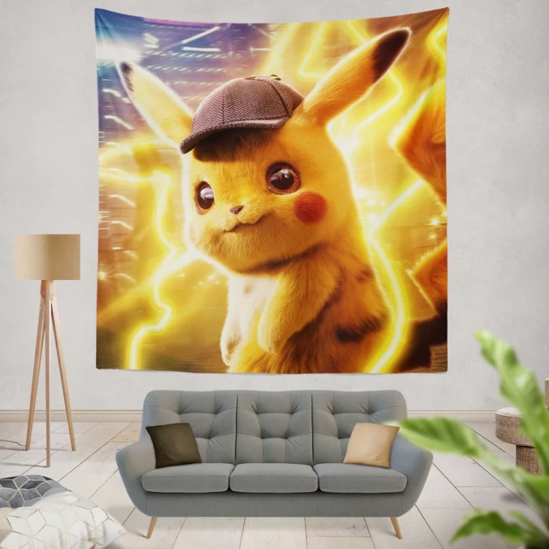 Pikachu Caffeine Detective Anime Wall Tapestry