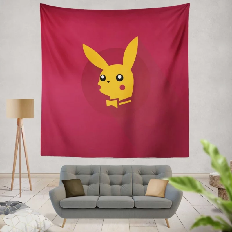 Pikachu Electric Minimalist Anime Wall Tapestry