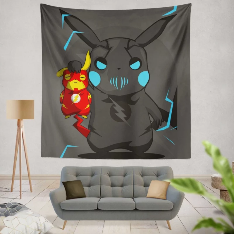 Pikachu as Thor Electric Power Anime Wall Tapestry