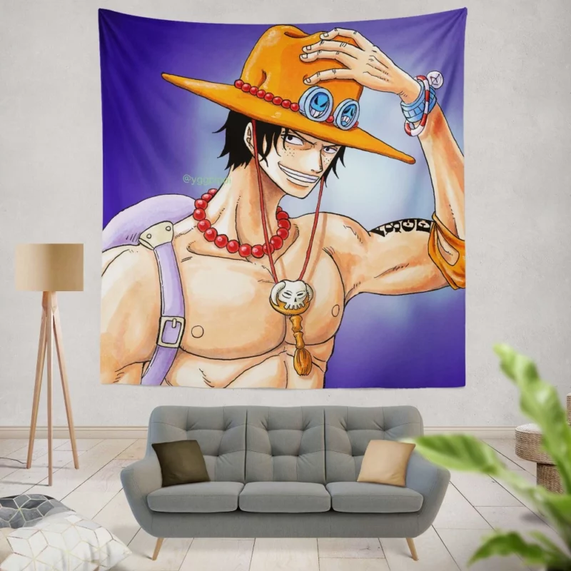 Portgas D. Ace Flame-Hearted Pirate Anime Wall Tapestry