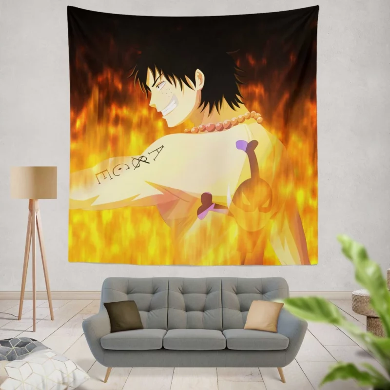 Portgas D. Ace Flaming Dream Anime Wall Tapestry