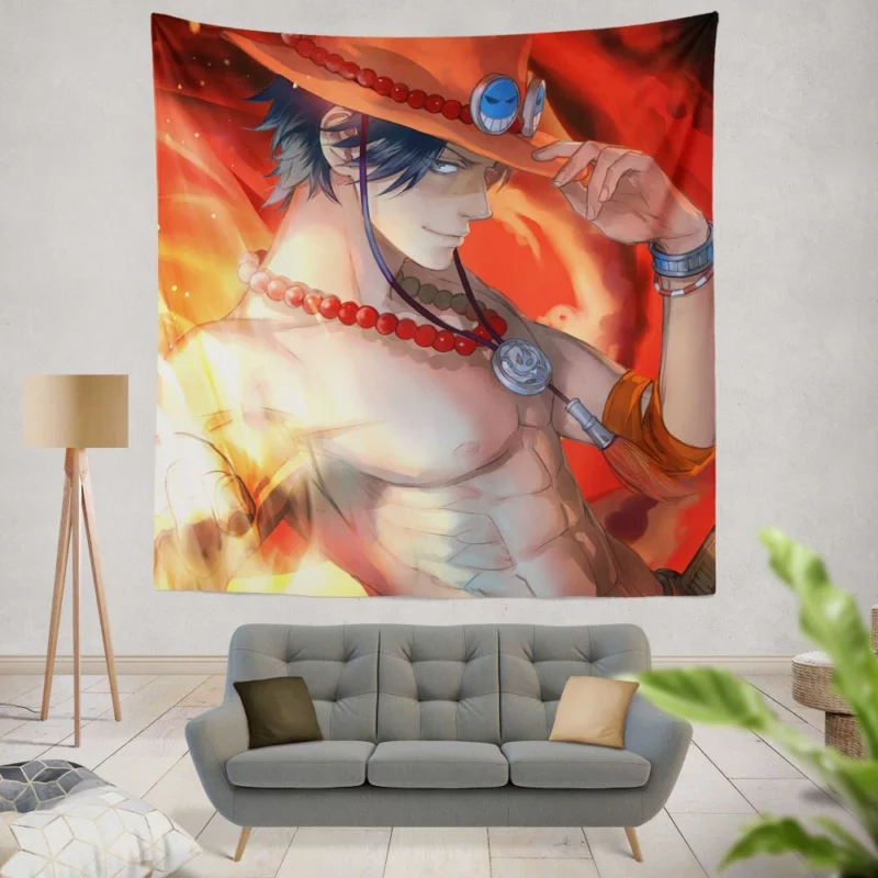 Portgas D. Ace Flaming Spirit Anime Wall Tapestry