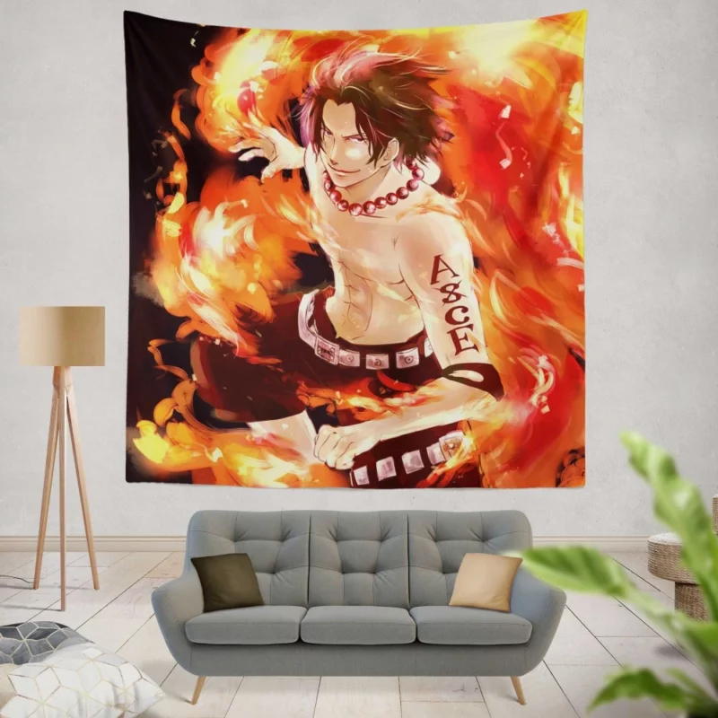 Portgas D. Ace Heart of Flame Anime Wall Tapestry