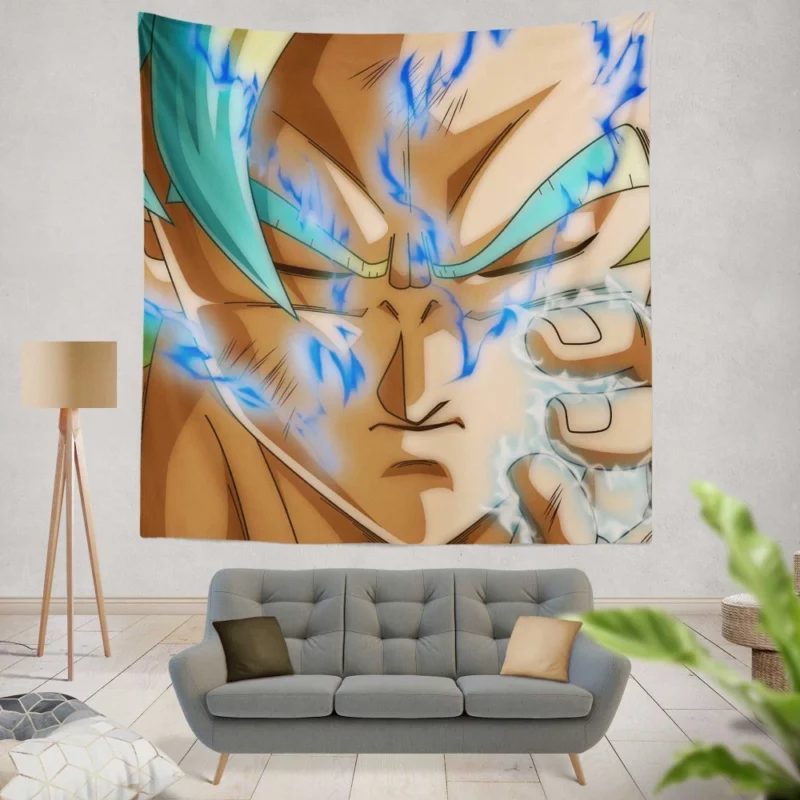 Radiant Power Goku Super Saiyan Blue Anime Wall Tapestry