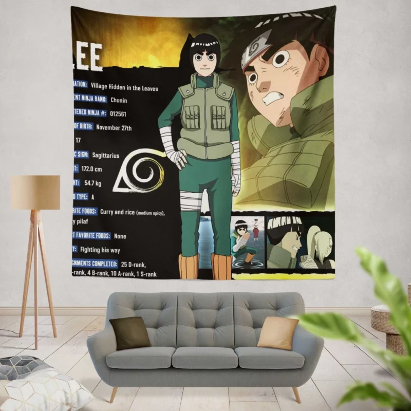 Rock Lee Leaf Village Green Beast Anime Wall Tapestry