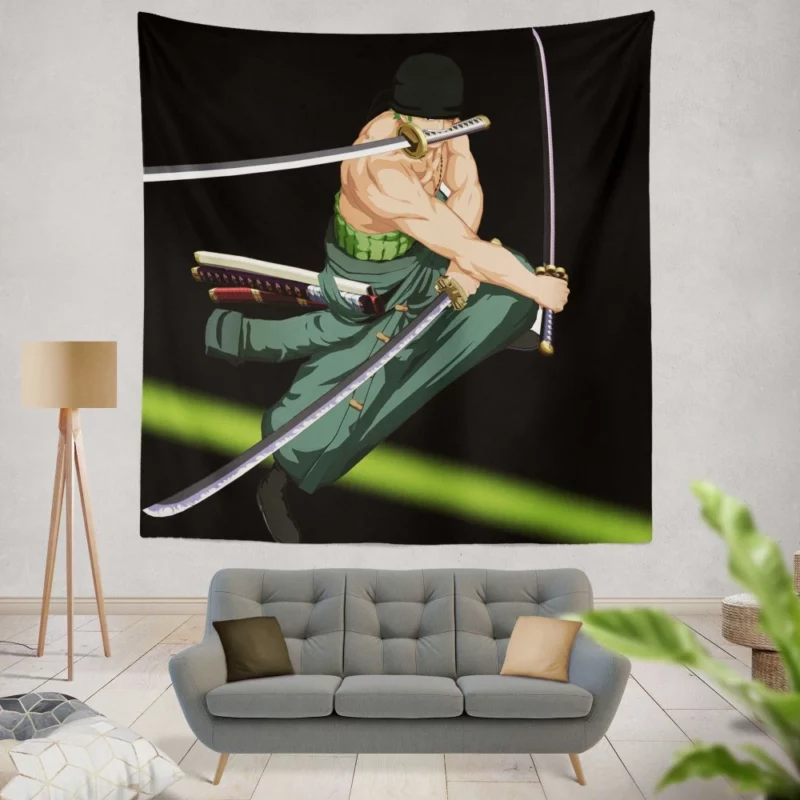 Roronoa Zoro Three-Sword Style Anime Wall Tapestry