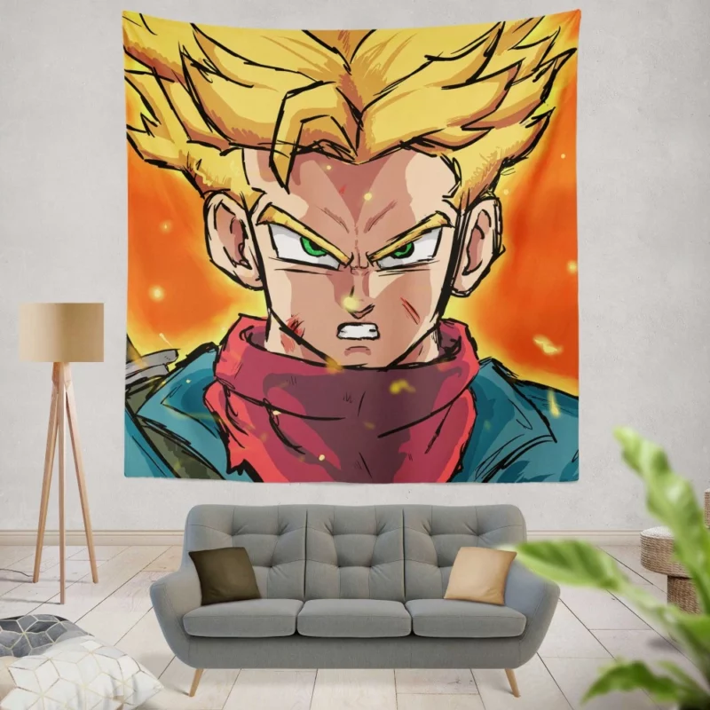 SSJ Trunks Strength in Dragon Ball Super Anime Wall Tapestry