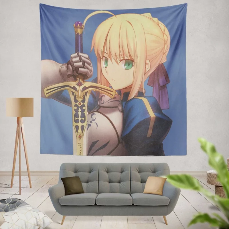 Saber Lily Excalibur Radiant Light Anime Wall Tapestry