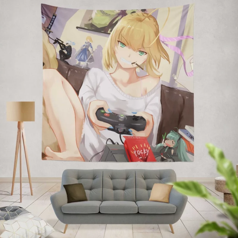 Saber Lily Fate Stay Night Graceful Heroine Anime Wall Tapestry