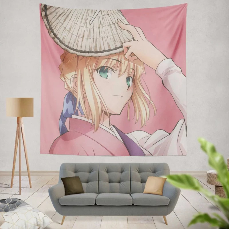 Saber Lily Windswept Beauty of Fate Series Anime Wall Tapestry