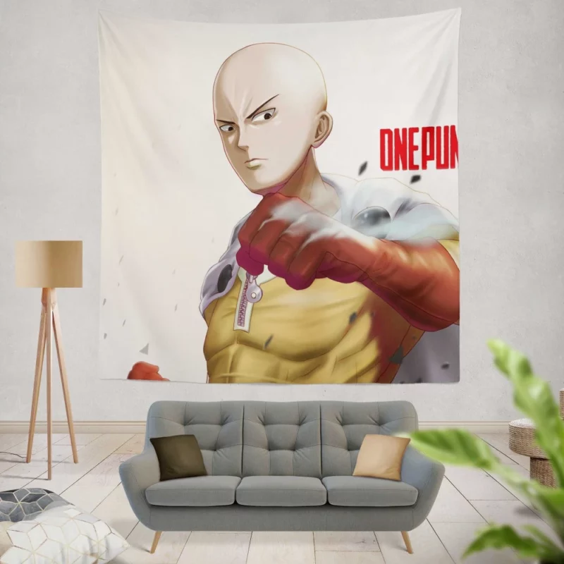 Saitama Heroic Adventures Await Anime Wall Tapestry