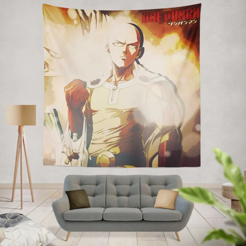 Saitama One Punch Hero Anime Wall Tapestry