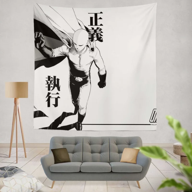 Saitama Power Unleashed Anime Wall Tapestry