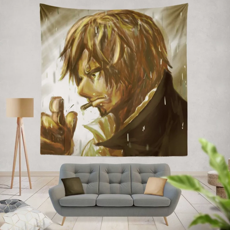 Sanji Pirate Cooking Passion Anime Wall Tapestry