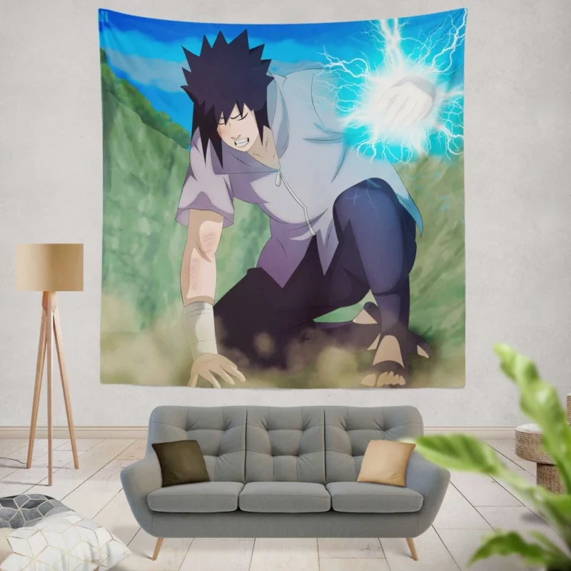 Sasuke Determination Shinobi Saga Anime Wall Tapestry